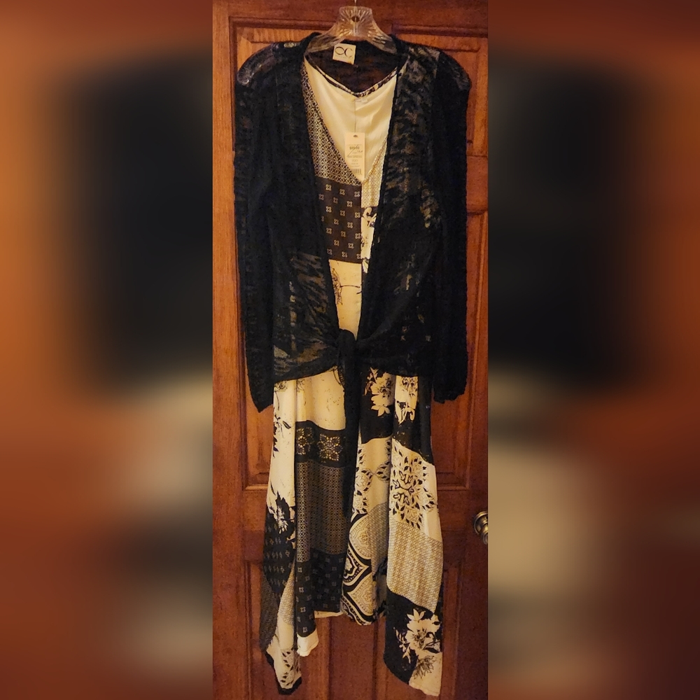 Sun dress with sheer topper. Cool cotton dress.  Dress size XL and topper OS.